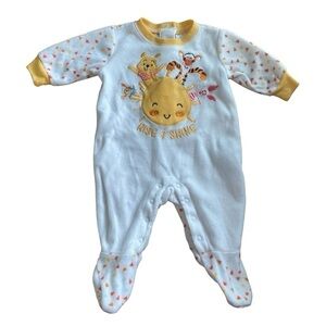 Disney Baby Winnie The Pooh Bear Tigger Friends Onesie Footed Pajamas Size 0/3 M